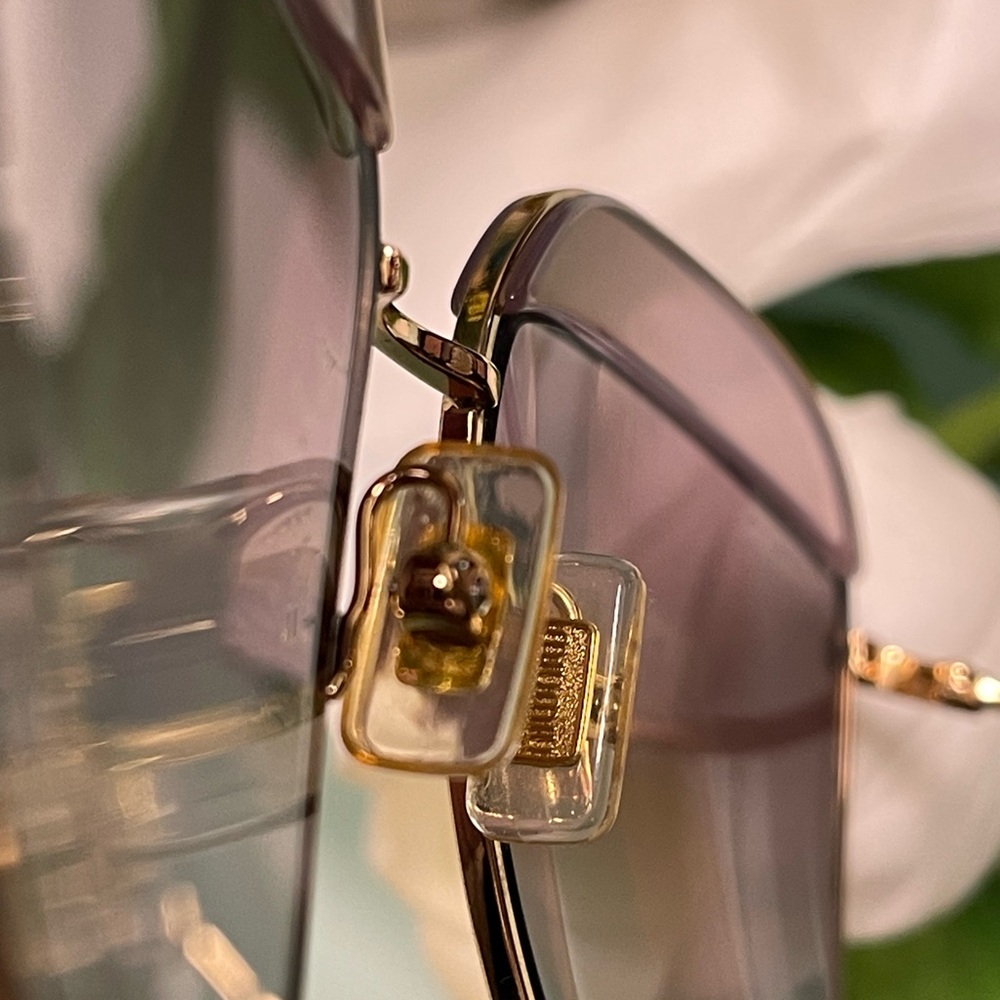Miu Miu Gold & tortoise Purplish gray Sunglasse Square aviator Frames with case - Picture 13 of 17